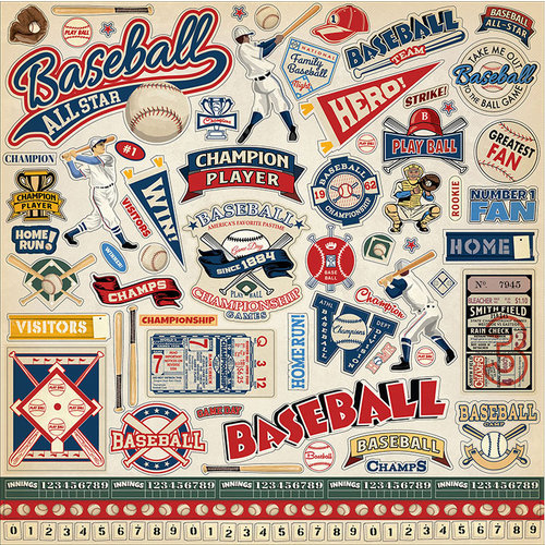 Carta Bella Paper - Baseball Collection - 12 x 12 Cardstock Stickers - Elements