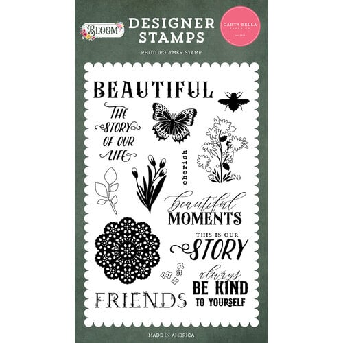 Carta Bella Paper - Bloom Collection - Clear Photopolymer Stamps - Beautiful Moments