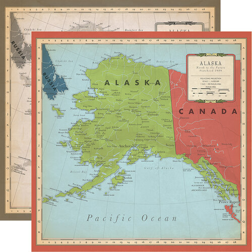 Carta Bella Paper - Cartographer No. 2 Collection - 12 x 12 Double Sided Paper - Alaska Map