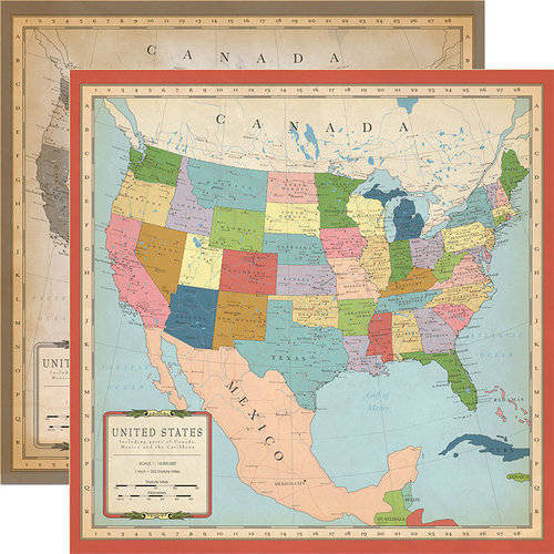 US Map Scrapbook Paper Cartography No 1 Carta Bella