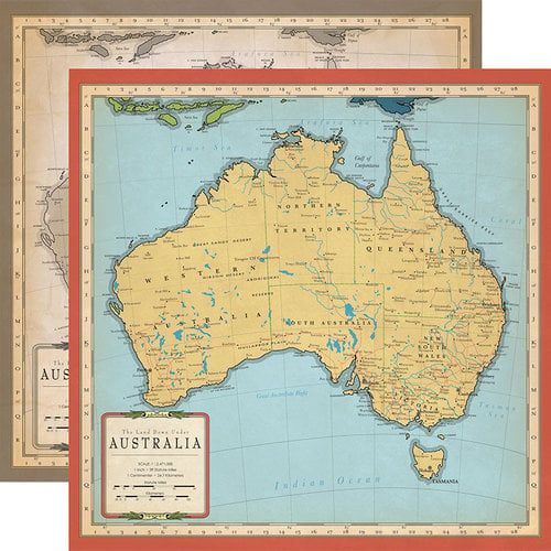 Carta Bella Paper - Cartography No. 1 Collection - 12 x 12 Double Sided Paper - Australia Map
