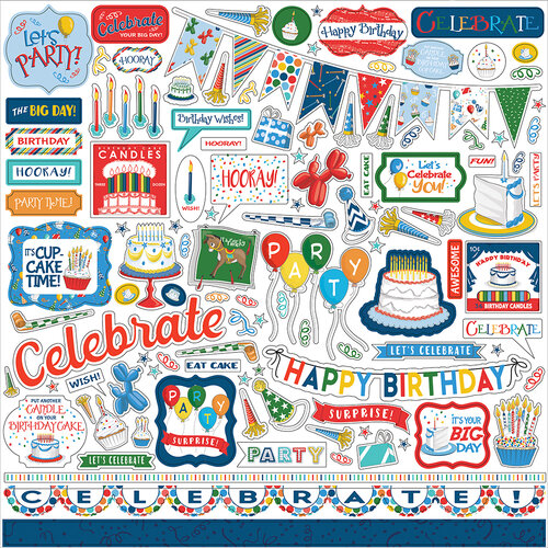 Carta Bella Paper - Let's Celebrate Collection - 12 x 12 Cardstock Stickers - Elements