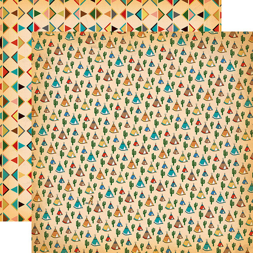 Carta Bella Paper - Cowboy Country Collection - 12 x 12 Double Sided Paper - Teepees