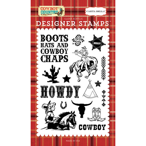 Carta Bella Paper - Cowboy Country Collection - Clear Photopolymer Stamps - Howdy Cowboy