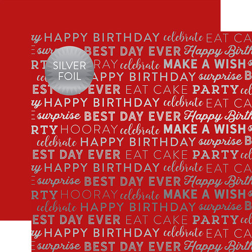 Carta Bella Paper - Celebrate SIlver Foil Collection - 12 x 12 Paper with Foil Accents - Red