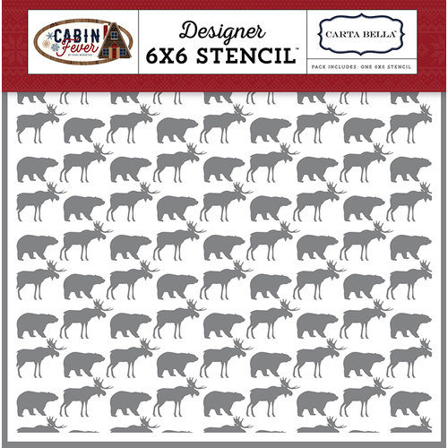 Carta Bella Paper - Cabin Fever Collection - 6 x 6 Stencil - Moose and Bear