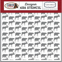 Carta Bella Paper - Cabin Fever Collection - 6 x 6 Stencil - Moose and Bear
