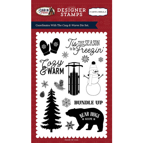 Carta Bella Paper - Cabin Fever Collection - Clear Acrylic Stamps - Cozy and Warm