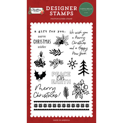 Carta Bella Paper - Christmas Flora Collection - Clear Photopolymer Stamps - A Gift For You