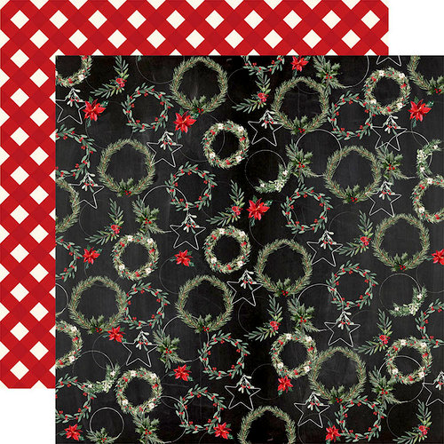 Carta Bella Paper - Christmas Collection - 12 x 12 Double Sided Paper - Jolly Wreaths