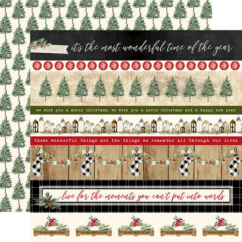 Carta Bella Paper - Christmas Collection - 12 x 12 Double Sided Paper - Border Strips