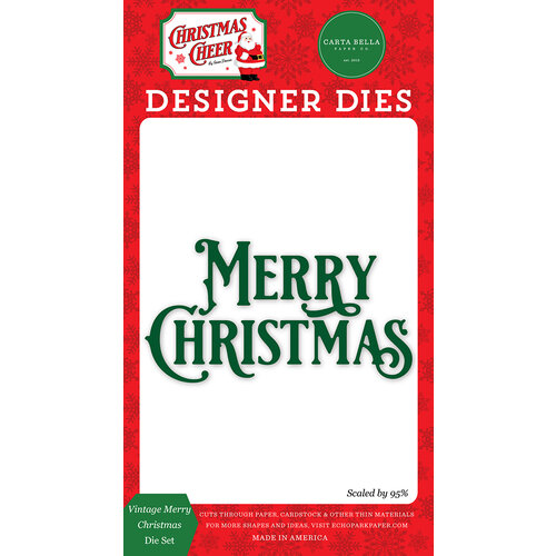 Carta Bella Paper - Christmas Cheer Collection - Designer Dies - Vintage Merry Christmas