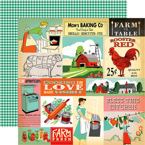 Carta Bella Paper - Country Kitchen Collection - 12 x 12 Double Sided Paper - Multi Journaling Cards