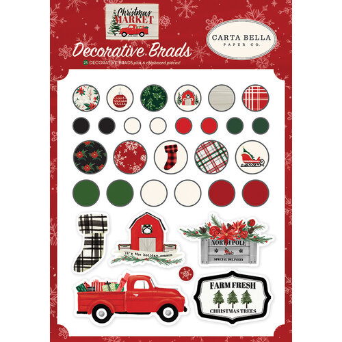 Carta Bella Paper - Christmas Market Collection - Decorative Brads