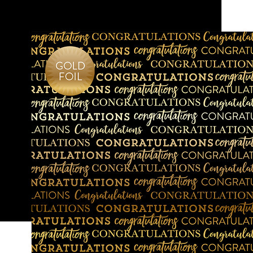 Carta Bella Paper - Congratulations Gold Foil Collection - 12 x 12 Paper with Foil Accents - Black