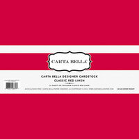 Carta Bella Paper - Bulk Cardstock Pack - 25 Sheets - Linen Texture - Classic Red