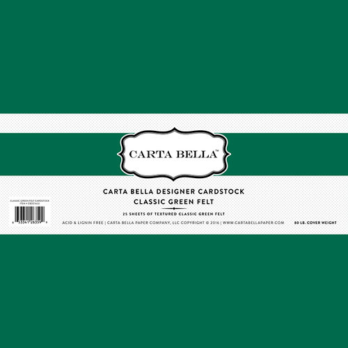 Carta Bella Paper - Bulk Cardstock Pack - 25 Sheets - Felt Texture - Classic Green