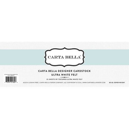 Carta Bella Paper - Bulk Cardstock Pack - 25 Sheets - Felt Texture - Ultra White