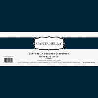 Carta Bella Paper - Bulk Cardstock Pack - 25 Sheets - Linen Texture - Navy Blue