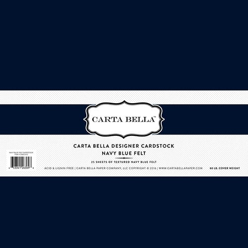 Carta Bella Paper - Bulk Cardstock Pack - 25 Sheets - Felt Texture - Navy Blue