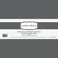 Carta Bella Paper - Bulk Cardstock Pack - 25 Sheets - Linen Texture - Charcoal Grey