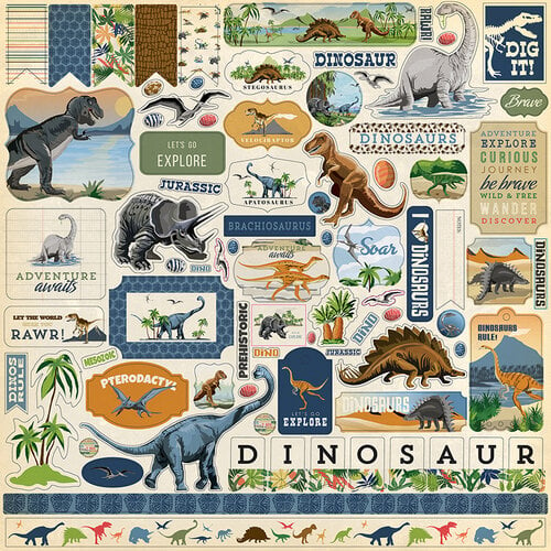 Carta Bella Paper - Dinosaurs Collection - 12 x 12 Cardstock Stickers - Elements