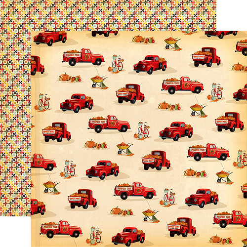 Carta Bella Paper - Fall Break Collection - 12 x 12 Double Sided Paper - Pumpkin Trucks