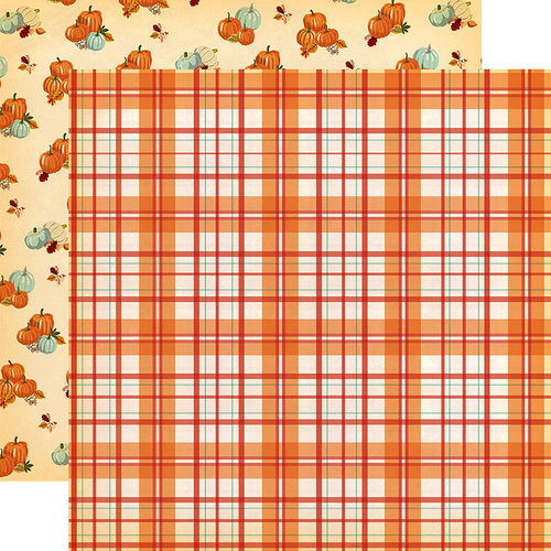 Carta Bella Paper - Fall Break Collection - 12 x 12 Double Sided Paper - Pumpkin Plaid