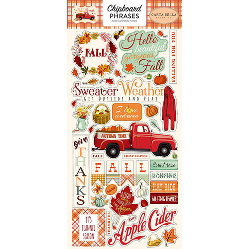 Carta Bella Paper - Fall Break Collection - Chipboard Stickers - Phrases