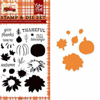 Carta Bella Paper - Fall Break Collection - Designer Die and Clear Acrylic Stamp Set - Thankful Layering