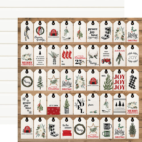 Carta Bella Paper - Farmhouse Christmas Collection - 12 x 12 Double Sided Paper - Gift Tags