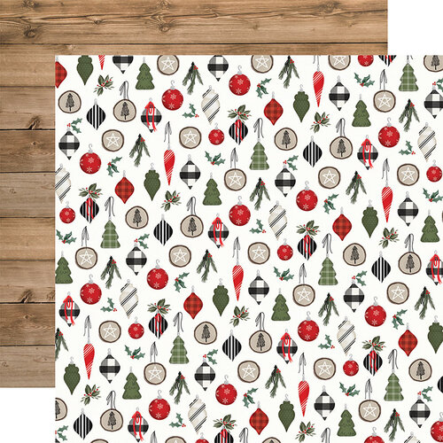 Carta Bella Paper - Farmhouse Christmas Collection - 12 x 12 Double Sided Paper - Ornaments