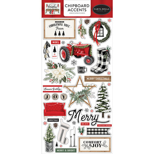 Carta Bella Paper - Farmhouse Christmas Collection - Chipboard Stickers - Accents