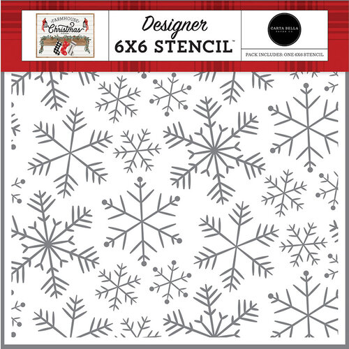 Carta Bella Paper - Farmhouse Christmas Collection - 6 x 6 Stencils - Merry Snowflakes