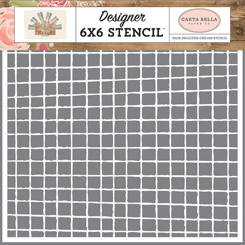 Carta Bella Paper - Farmhouse Market Collection - 6 x 6 Stencil - Vintage Grid