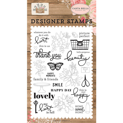 Carta Bella Paper - Farmhouse Market Collection - Clear Photopolymer Stamps - Happy Moments