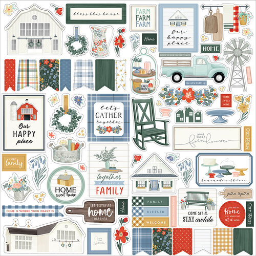 Carta Bella Paper - Farmhouse Summer Collection - 12 x 12 Cardstock Stickers - Elements