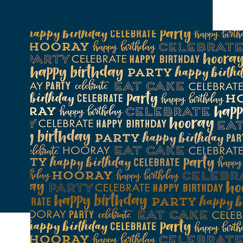 Carta Bella Paper - Happy Birthday Gold Foil Collection - 12 x 12 Paper - Navy