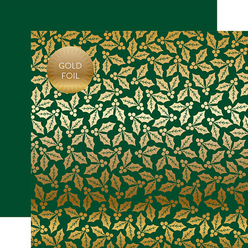 Carta Bella Paper - Holly and Berries Gold Foil Collection - 12 x 12 Double Sided Paper - Green