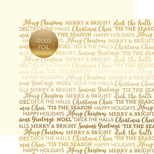 Carta Bella Paper - Holiday Sentiments Gold Foil Collection - 12 x 12 Double Sided Paper - Cream