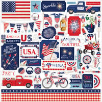 Carta Bella Paper - Fourth Of July Collection - 12 x 12 Cardstock Stickers - Elements