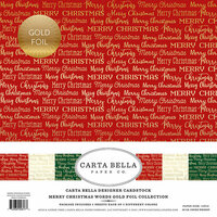 Carta Bella Paper - Merry Christmas Words Gold Foil Collection - 12 x 12 Collection Kit