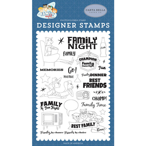 Carta Bella Paper - Family Night Collection - Clear Photopolymer Stamps - Family Time