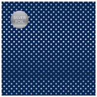 Carta Bella Paper - Dots and Stripes Collection - Silver Foil - 12 x 12 Paper with Foil Accents - Navy