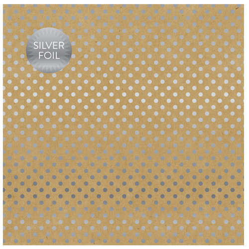 Carta Bella Paper - Dots and Stripes Collection - Silver Foil - 12 x 12 Paper with Foil Accents - Kraft