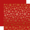 Carta Bella Paper - Snowflake Flurry Gold Foil Collection - Christmas - 12 x 12 Paper with Foil Accents - Red