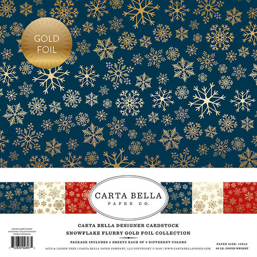 Carta Bella Paper - Snowflake Flurry Gold Foil Collection - Christmas - 12 x 12 Collection Kit