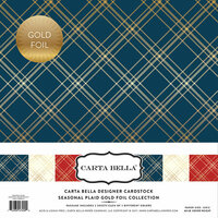 Carta Bella Paper - Seasonal Plaid Gold Foil Collection - 12 x 12 Collection Kit