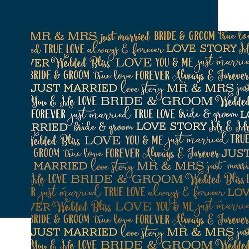 Carta Bella Paper - Love Story Gold Foil Collection - 12 x 12 Paper - Navy