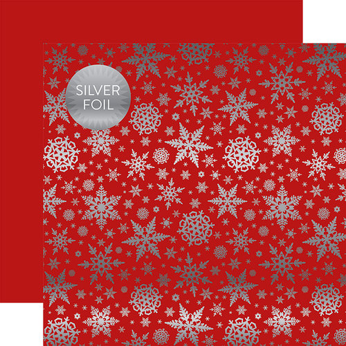 Carta Bella Paper - Winter Wonderland Silver Foil Collection - 12 x 12 Double Sided Paper - Red